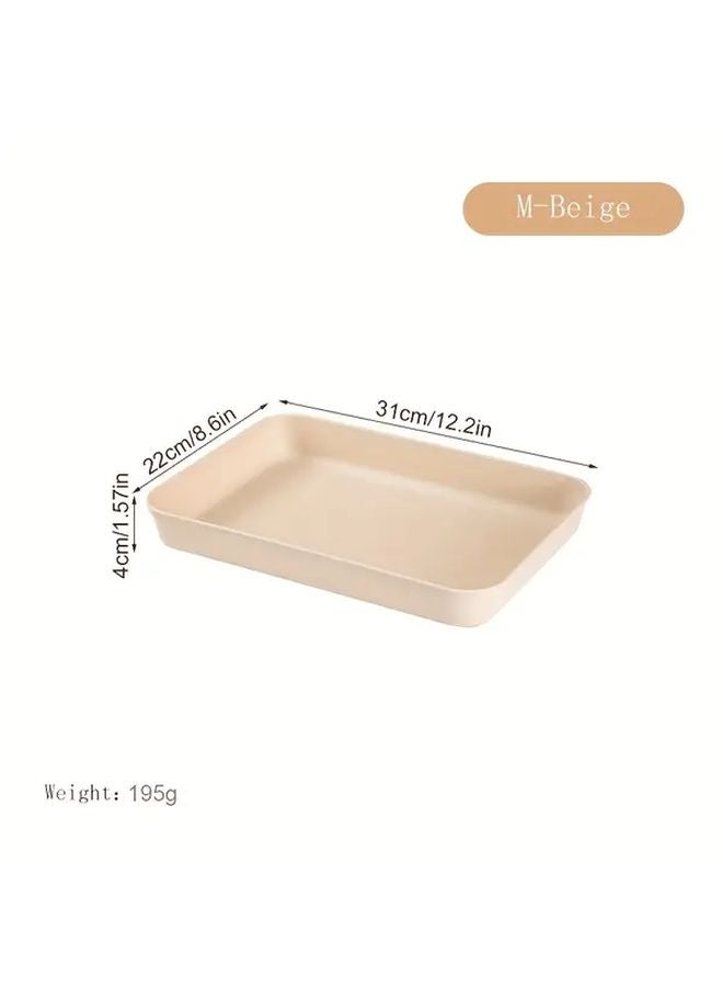 Beige Medium Reusable Plastic Serving Tray Stackable Durable PP Material for Food Display Cakes Appetizers Snacks - Image 1