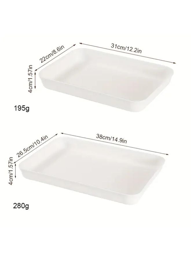 Beige Medium Reusable Plastic Serving Tray Stackable Durable PP Material for Food Display Cakes Appetizers Snacks - Image 4
