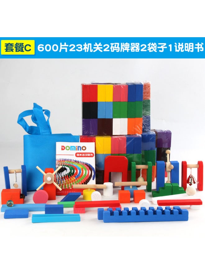 Wooden Colorful Dominoes 100 Pieces 500 Pieces 1000 Pieces Mechanism Compeion Building Block Toys Creative - Image 1