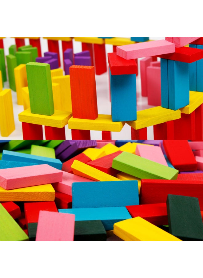 Wooden Colorful Dominoes 100 Pieces 500 Pieces 1000 Pieces Mechanism Compeion Building Block Toys Creative - Image 3