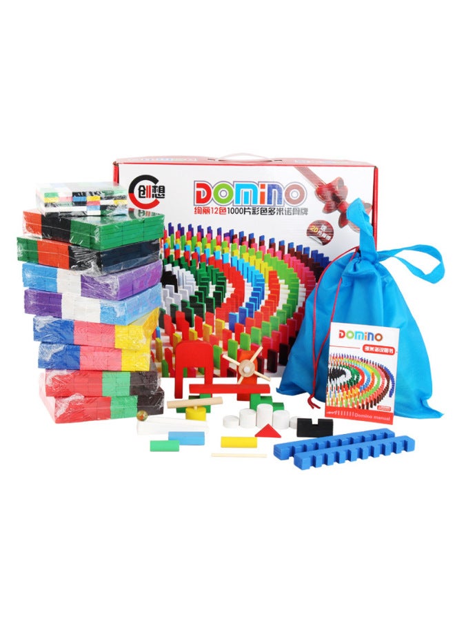 Wooden Colorful Dominoes 100 Pieces 500 Pieces 1000 Pieces Mechanism Compeion Building Block Toys Creative - Image 2