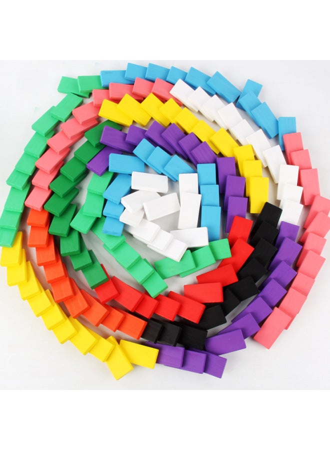 Wooden Colorful Dominoes 100 Pieces 500 Pieces 1000 Pieces Mechanism Compeion Building Block Toys Creative - Image 4