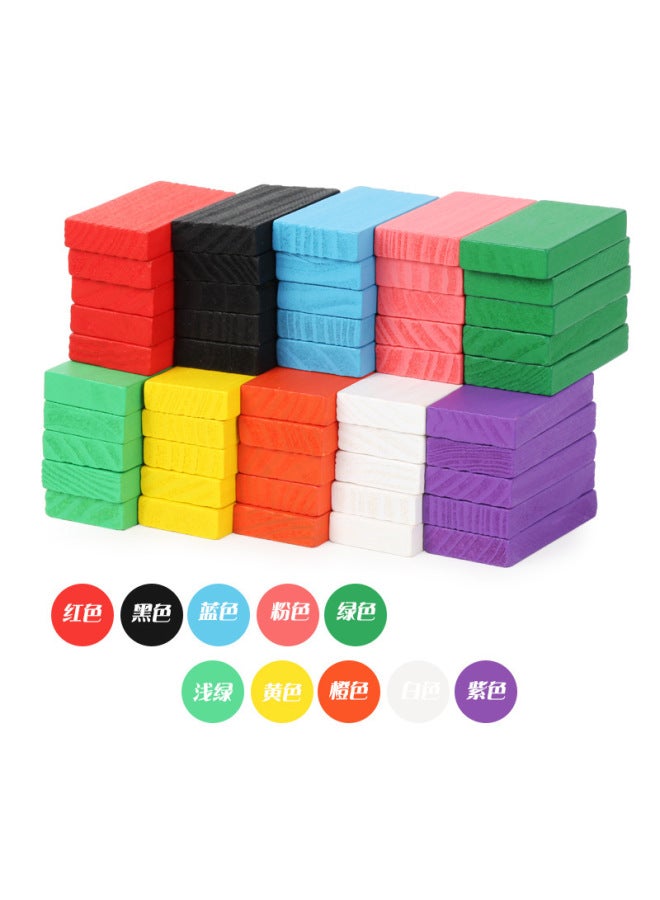 Wooden Colorful Dominoes 100 Pieces 500 Pieces 1000 Pieces Mechanism Compeion Building Block Toys Creative - Image 5