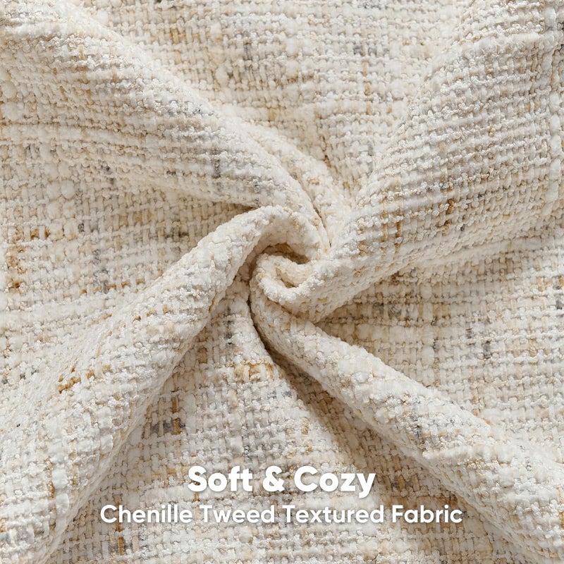 FUTEI Cream Decorative Throw Pillow Covers 22x22 Inch Set of 2,Soft Chenille Tweed Textured Cushion Case,Modern Home Decor for Couch Bed Living Room - Image 2