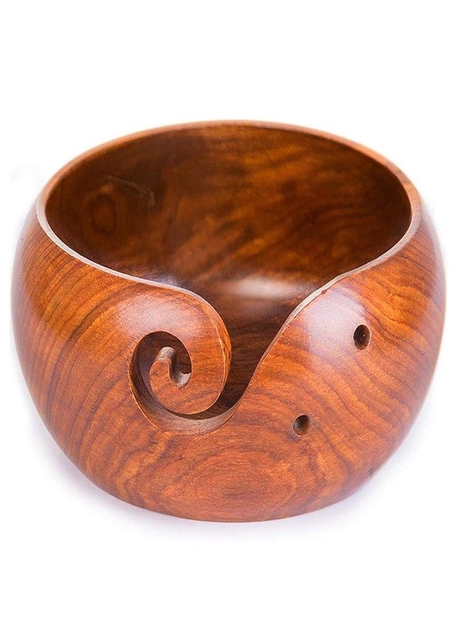 Joyeee Wooden Yarn Bowl Largest, 1 PCS Premium Knitting Storage Accessories & Supplies, Yarn Holder for Knitting and Crochet Yarn Winder, Handcrafted Yarn Ball Bowl Brown Box #04 - Image 1