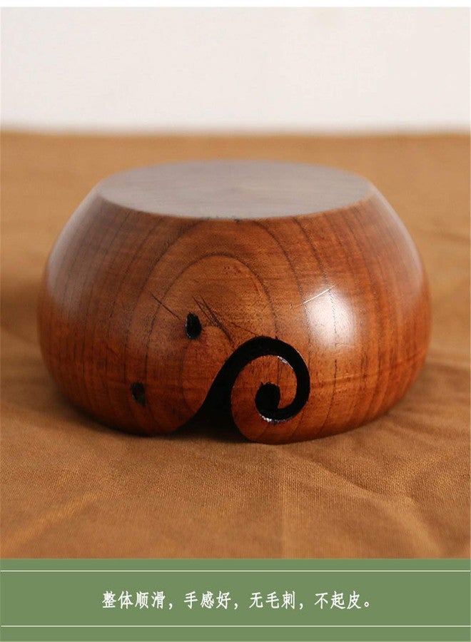 Joyeee Wooden Yarn Bowl Largest, 1 PCS Premium Knitting Storage Accessories & Supplies, Yarn Holder for Knitting and Crochet Yarn Winder, Handcrafted Yarn Ball Bowl Brown Box #04 - Image 2
