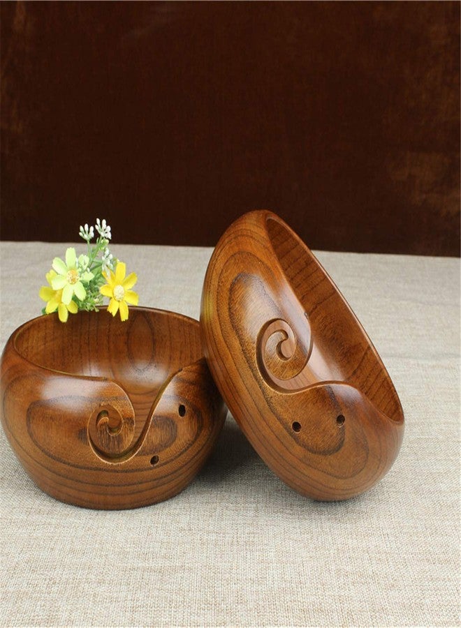 Joyeee Wooden Yarn Bowl Largest, 1 PCS Premium Knitting Storage Accessories & Supplies, Yarn Holder for Knitting and Crochet Yarn Winder, Handcrafted Yarn Ball Bowl Brown Box #04 - Image 4