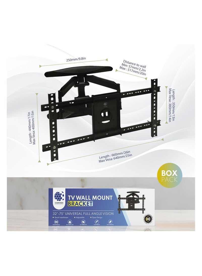 CAROSKI - TV Wall Mount - Full Motion TV Mount - Wall TV Bracket Supports 40 To 85 Inches TV Screens Swivel of up to 180 degrees TV Wall Mount - Image 1