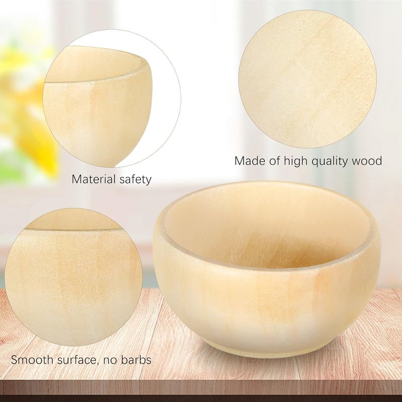 Uiifan Set of 40 Wood Small Bowls Unfinished Wooden Mini Round Bowl Serving Craft Kitchen or Condiment Salad Nuts Dips Sauce Spice Candy 12 x 22 Inches - Image 3