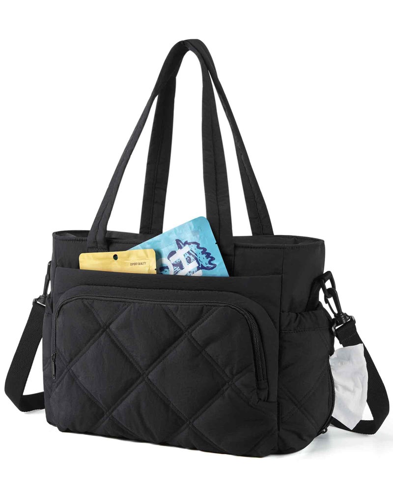 BAGSMART Lunch Bag Women Large Lunch Box Insulated Tote Bag with MultiPockets Quilted Puffy Tote for Work Outdoors - Image 2