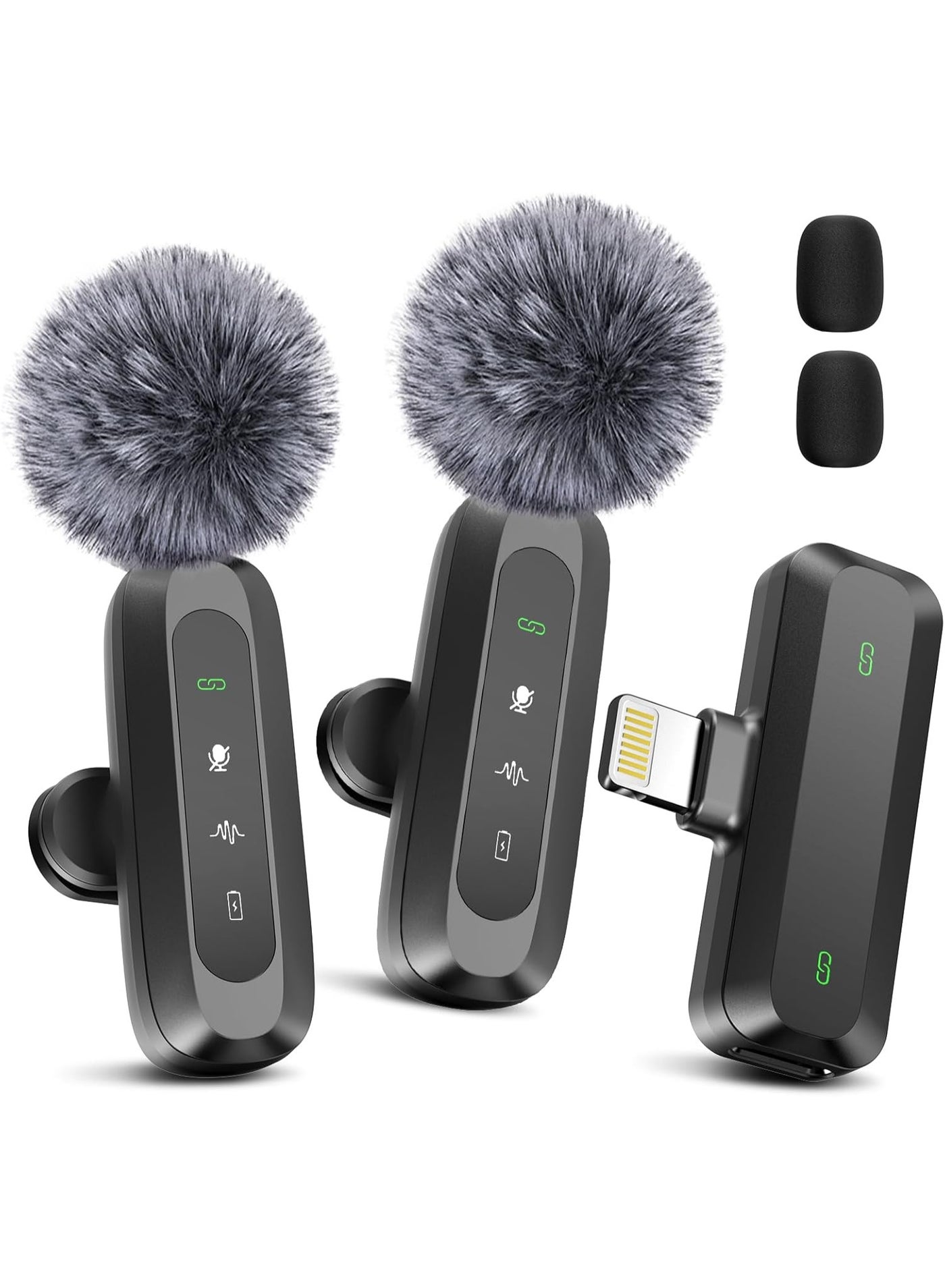 2 Pack Wireless Lavalier Microphone for iPhone, iPad, Professional Mini Lapel Mic with Noise Reduction for Video Recording Vlog YouTube Podcast Interview TikTok (for iPhone 14 and Below)