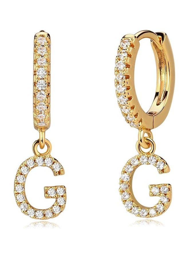 Mevecco Women Huggie Hoop Earrings Gold Initial A-Z Dangle Drop Cubic Zirconia 14K Gold Filled Small Simple Hypoallergenic Personalized Jewelry - 26 Letters - Image 1