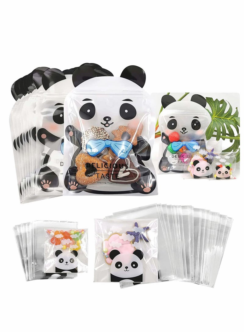 Y&D 308Pcs Clear Plastic Cookie Bags, Cute Panda Self Adhesive Candy for Bakery Candle Soap Candies Dessert, Holiday New Year Party Favors Biscuit, Chocolate  - Image 1