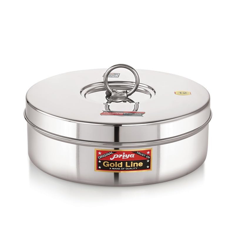 Priya Stainless Steel Masala (Spice) Box/Dabba/Organizer – 2000ml, Steel Lid, 7 Containers, Large Size, Small Spoon, Airtight, Rust-Resistant, Durable Storage for Spices, Herbs, Seasonings - Image 1
