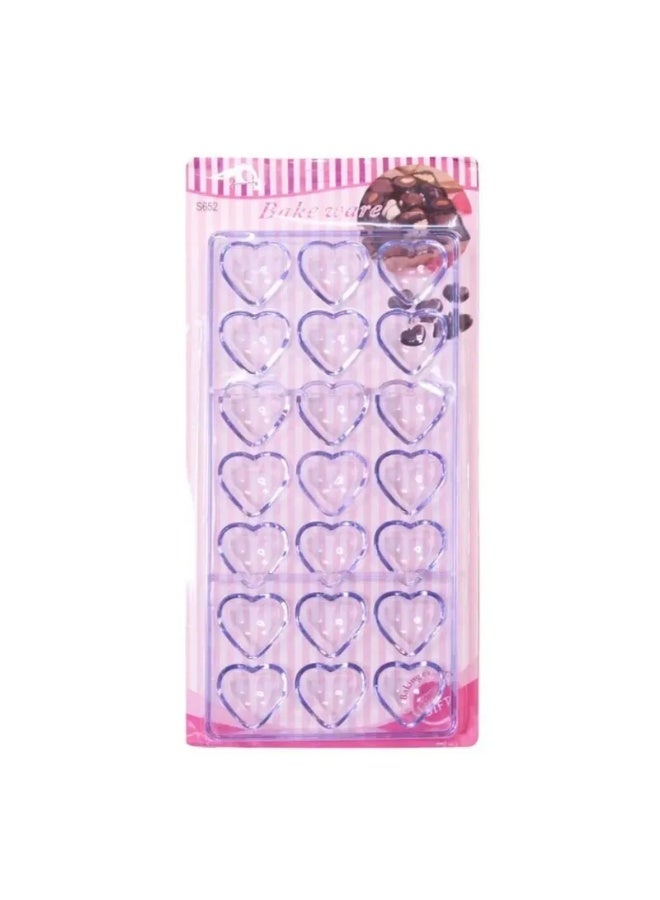 بروماس قالب شوكولاتة وجيلي على شكل قلب بـ 21 فتحة - شفاف بنفسجي