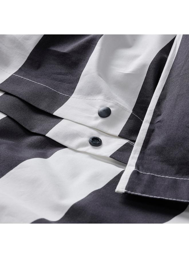 زبون غطاء لحاف وغطاء وسادة، أسود/أبيض/مخطط، 150×200/50×80 سم - Image 4