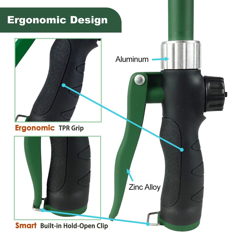 H2O WORKS Heavy Duty 21 Inch Watering Wand with Pivoting Head, Adjustable Water Sprayer Wand with Ergonomic Handle, Spray 6 Watering Patterns, Perfect for Watering Hanging Plants - Image 3