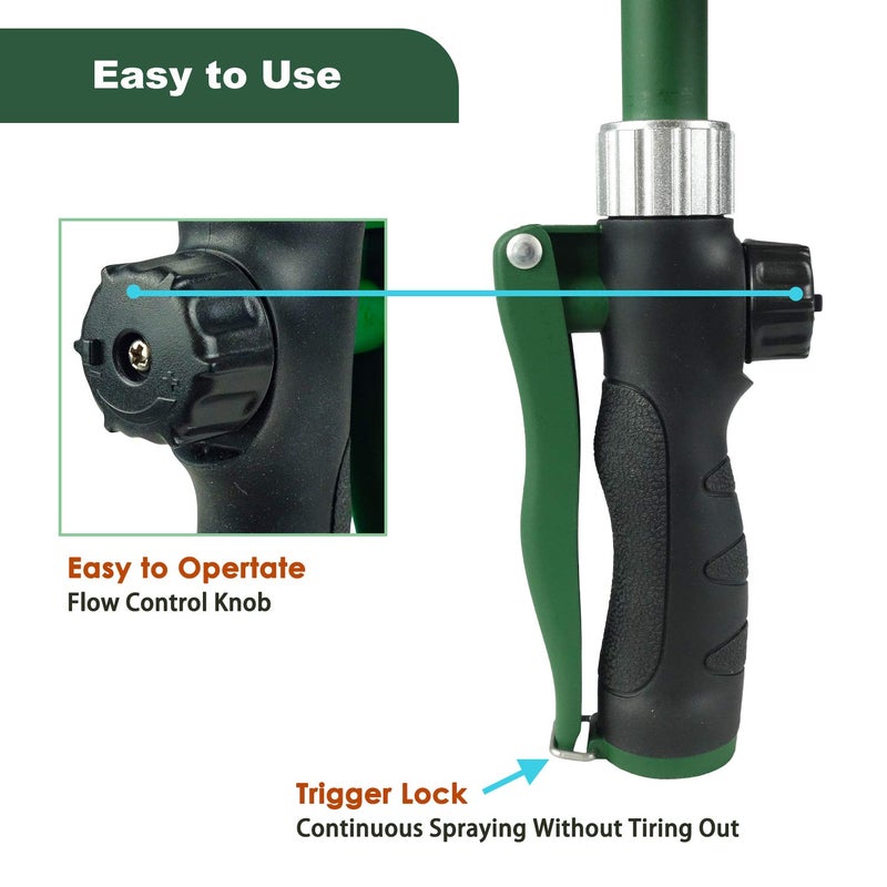 H2O WORKS Heavy Duty 21 Inch Watering Wand with Pivoting Head, Adjustable Water Sprayer Wand with Ergonomic Handle, Spray 6 Watering Patterns, Perfect for Watering Hanging Plants - Image 4