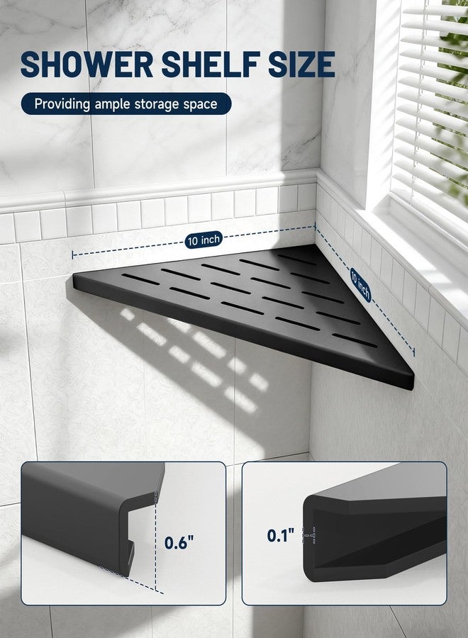 Homevacious 10 Inch Corner Shower Shelf 2 Pcs 304 Stainless Steel Slot Design Recessed Corner Shelves for Tiled Wall Bathroom Organizer No Drilling Matte Black - Image 5
