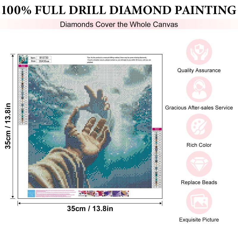 Yezavesu Diamond Art Kits for Adults, Jesus 5D Diamond Painting Kit for Beginners, Inspiring Faith DIY Round Full Drill Painting with Gem Art Kits for Home Wall Decor 14 x 14 Inch - Image 4