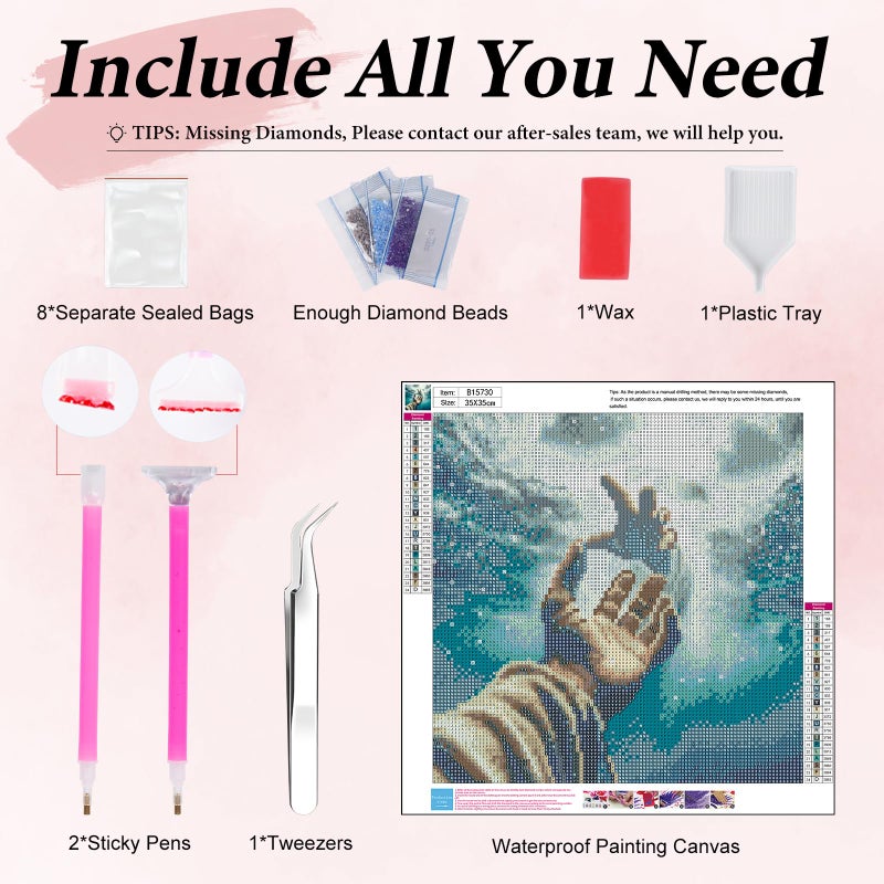 Yezavesu Diamond Art Kits for Adults, Jesus 5D Diamond Painting Kit for Beginners, Inspiring Faith DIY Round Full Drill Painting with Gem Art Kits for Home Wall Decor 14 x 14 Inch - Image 5