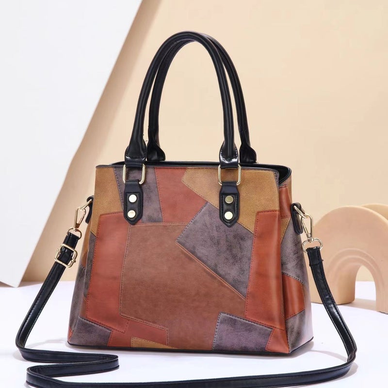 New Stitching Color Large Capacity Shoulder Bag All-Match Trendy Casual High-End All-Match Handbag Crossbody Bag - Image 4