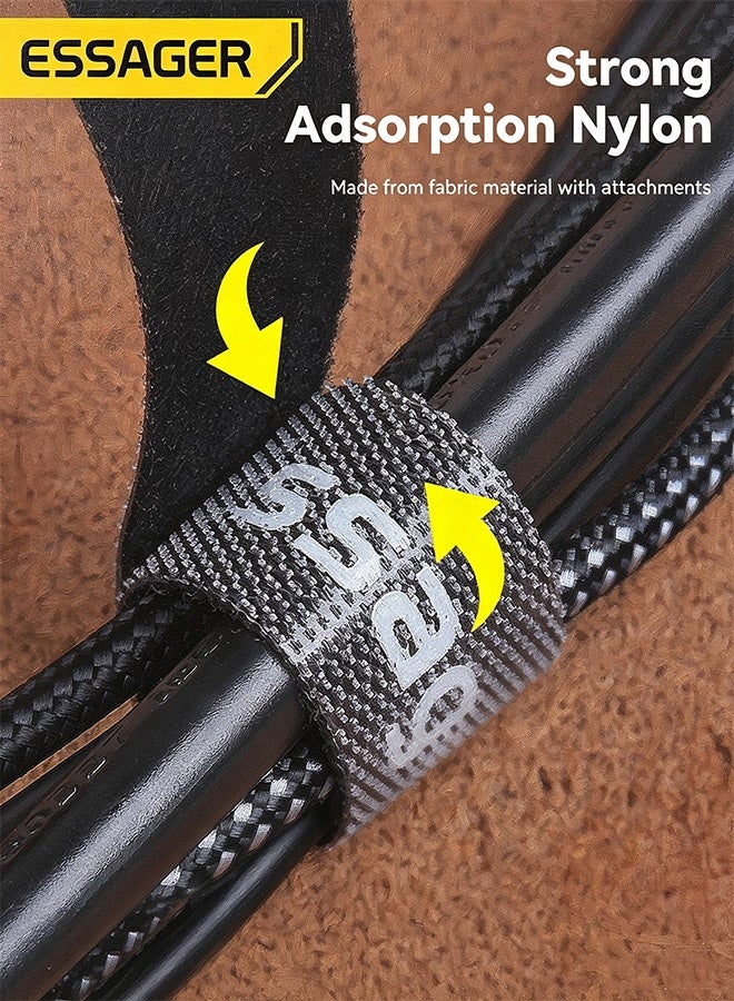 ESSAGER 5m Cable Management Tape, Self-Gripping Nylon Cable Tie Roll, Reusable and Cut-to-Length Cord Organizer for Home, Office and Travel (Black) - Image 2