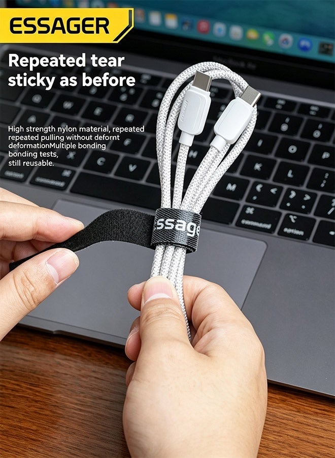 ESSAGER 5m Cable Management Tape, Self-Gripping Nylon Cable Tie Roll, Reusable and Cut-to-Length Cord Organizer for Home, Office and Travel (Black) - Image 4