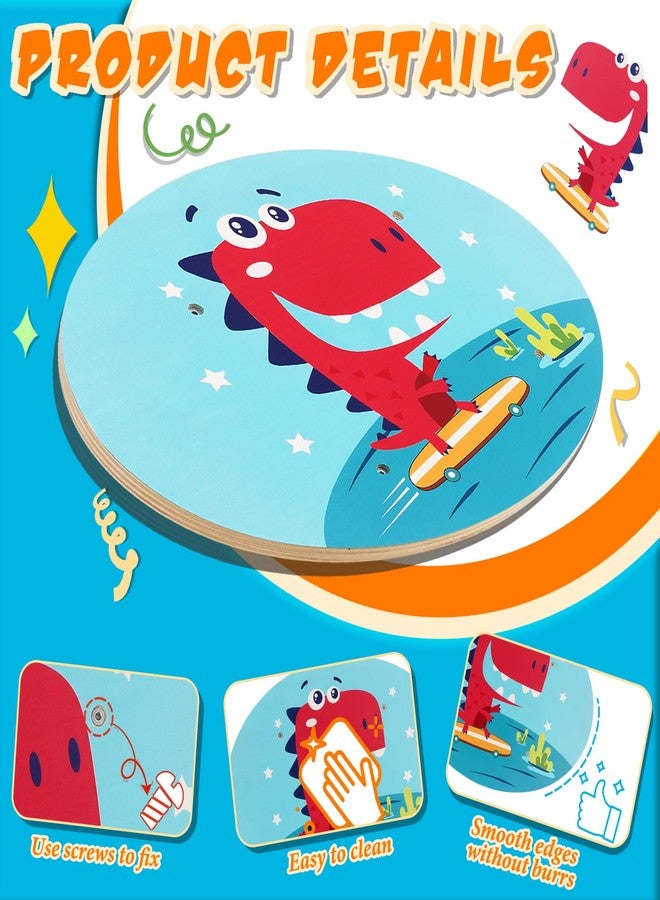 Jomifin Kids Wobble Balance Board - Wooden Rocker Board for Toddlers & Children, 123 LBS Durable Montessori Sensory Training Toy, Cute Red Dinosaur Pattern for Indoor & Outdoor Active Play - Image 4