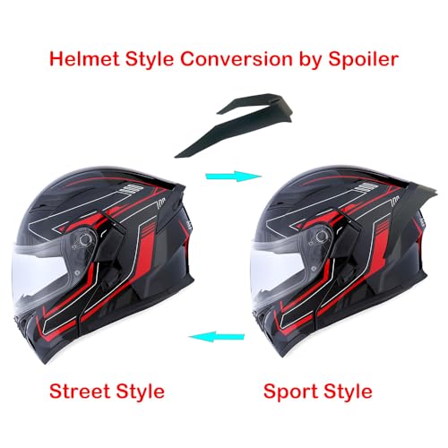 1Storm Motorcycle Modular Full Face Helmet Flip up Dual Visor Sun Shield: HB89 Arrow Red - Image 4