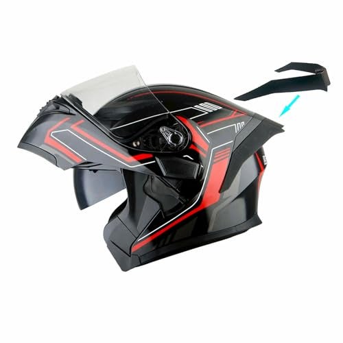 1Storm Motorcycle Modular Full Face Helmet Flip up Dual Visor Sun Shield: HB89 Arrow Red - Image 1