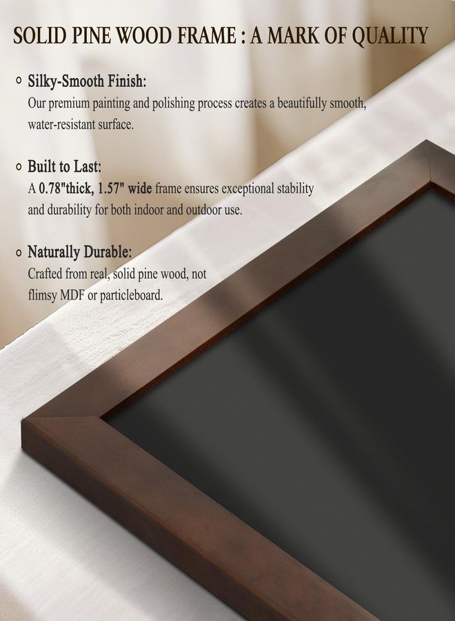 4 THOUGHT Solid Pine Wood Framed Magnetic Chalkboard for Wall, 36"x24" Heavy Duty Rustic Blackboard Sign for Kitchen, Office, Home & Cafe - Indoor/Outdoor Use, Brown - Image 2