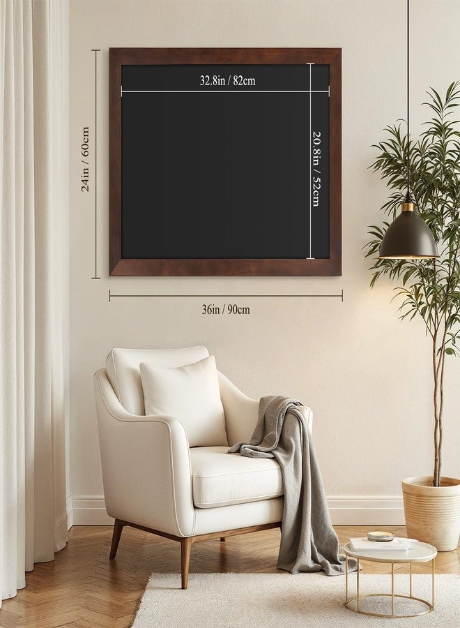 4 THOUGHT Solid Pine Wood Framed Magnetic Chalkboard for Wall, 36"x24" Heavy Duty Rustic Blackboard Sign for Kitchen, Office, Home & Cafe - Indoor/Outdoor Use, Brown - Image 5