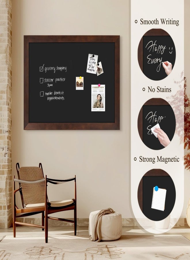 4 THOUGHT Solid Pine Wood Framed Magnetic Chalkboard for Wall, 36"x24" Heavy Duty Rustic Blackboard Sign for Kitchen, Office, Home & Cafe - Indoor/Outdoor Use, Brown - Image 3