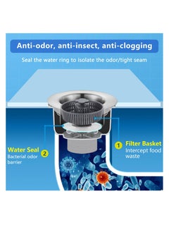 Excefore Kitchen Sink Drain Strainer Stopper Kits, Upgraded 304 Stainless Steel 3-in-1 Pop Up Sink Stopper, Clog-Free Basket Sink Strainer, Kitchen Sinks Food Catcher for Standard 3-1/2 Inch  - Image 3