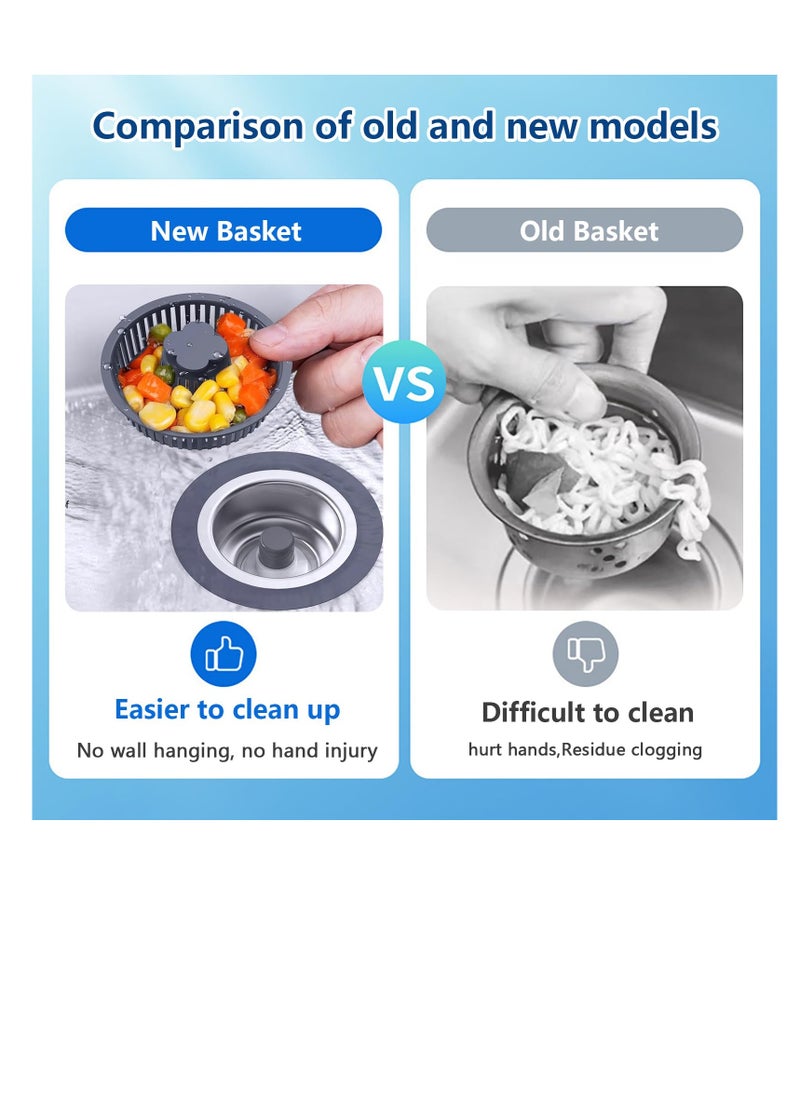 Excefore Kitchen Sink Drain Strainer Stopper Kits, Upgraded 304 Stainless Steel 3-in-1 Pop Up Sink Stopper, Clog-Free Basket Sink Strainer, Kitchen Sinks Food Catcher for Standard 3-1/2 Inch  - Image 2