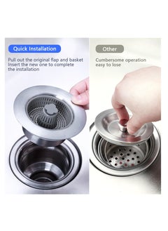 Excefore Kitchen Sink Drain Strainer Stopper Kits, Upgraded 304 Stainless Steel 3-in-1 Pop Up Sink Stopper, Clog-Free Basket Sink Strainer, Kitchen Sinks Food Catcher for Standard 3-1/2 Inch  - Image 5