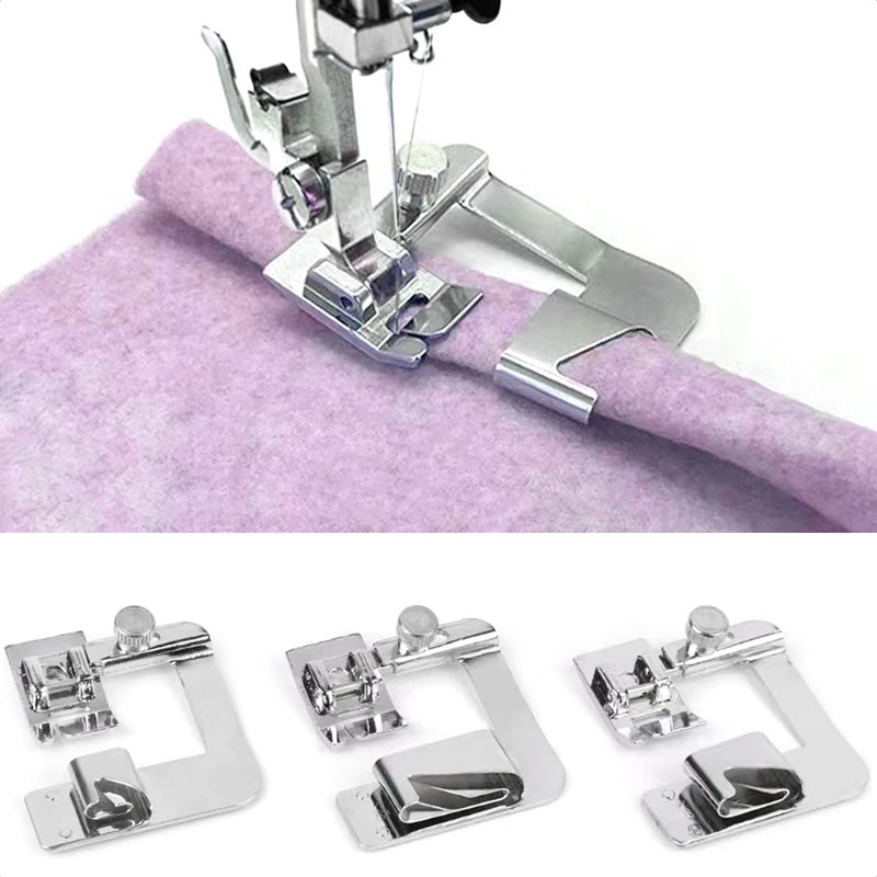 TISEKER 3 Sizes Wide Rolled Hem Pressure Foot Sewing Machine Presser Foot Hemmer Foot Set 12 Inch 34 Inch 1 Inch for Brother Singer and Other Low Shank Sewing Machine