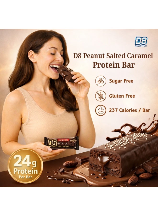 D8 Protein Double Chocolate Bar | 24g Protein Per Bar | No Added Sugar, Gluten Free, Low Calorie | 60g Nutrition Bar for Men & Women | Pack of 6 - Image 2