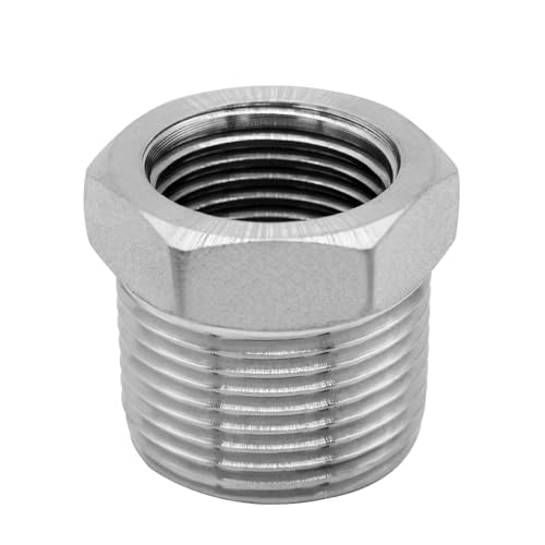 Fitvell Stainless Steel 12 Male NPT to 18 Female NPT Reducer Hex Bushing Pipe Fitting Adapter pack of 10 - Image 3