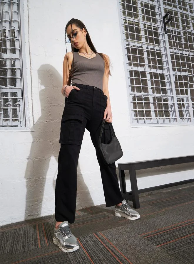 SASSAFRAS High Rise Box Pocket Cargo Jeans by Styli