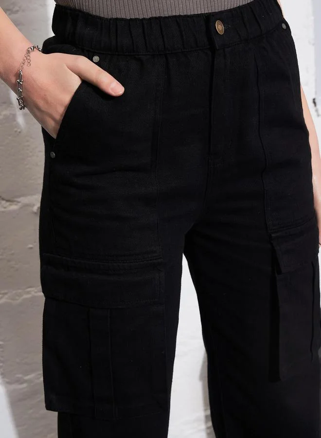 SASSAFRAS High Rise Box Pocket Cargo Jeans by Styli