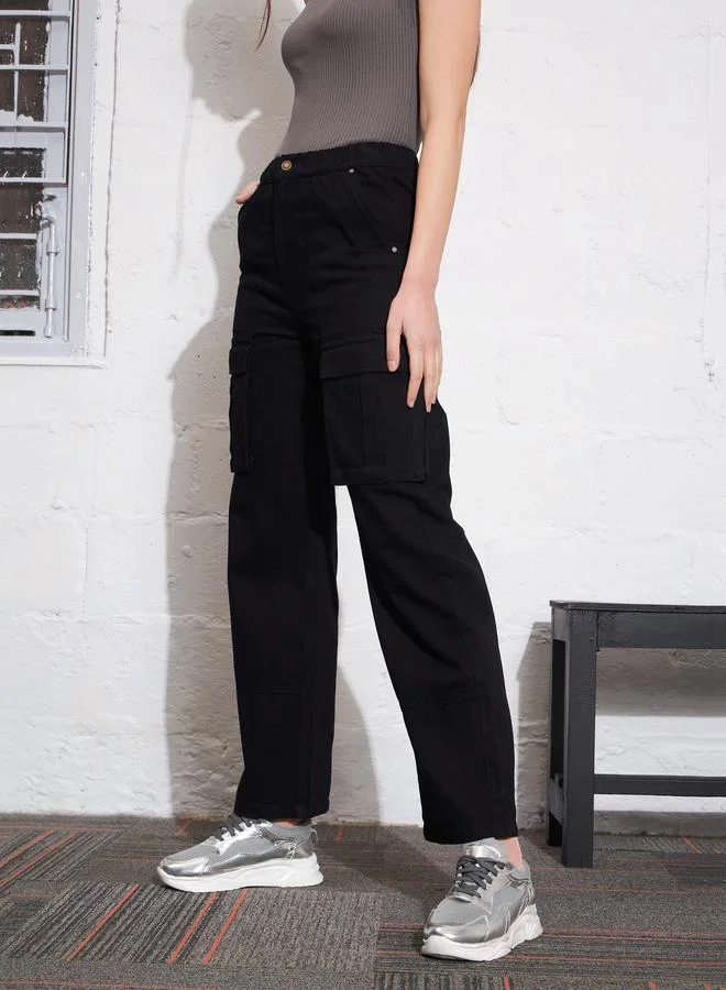 SASSAFRAS High Rise Box Pocket Cargo Jeans by Styli
