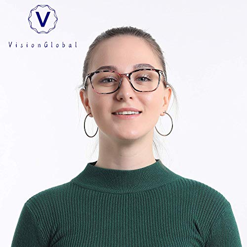 VisionGlobal Blue Light Blocking Glasses for Women, Anti Eyestrain, Computer Reading, TV Glasses, Stylish Square Frame, Anti Glare(No Magnification) - Image 5