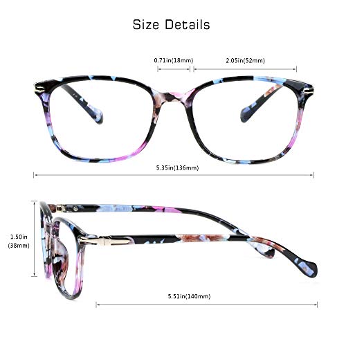 VisionGlobal Blue Light Blocking Glasses for Women, Anti Eyestrain, Computer Reading, TV Glasses, Stylish Square Frame, Anti Glare(No Magnification) - Image 3