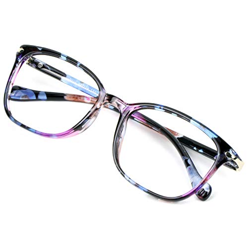 VisionGlobal Blue Light Blocking Glasses for Women, Anti Eyestrain, Computer Reading, TV Glasses, Stylish Square Frame, Anti Glare(No Magnification) - Image 1