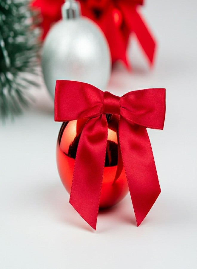 AKLVBL 3.5 Inches Red Bows, 50pcs Satin Ribbon Twist Tie Bows for Treats, Gift Wrapping, Christmas Decor, DIY - Image 5
