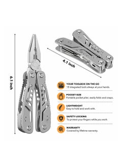 Excefore 14-in-1 Multitool, Professional Stainless Steel Multi Tools with Safety Locking, Professional Stainless Steel Multitool Pliers Pocket Knife, Replaceable Bits Multitools for Outdoor, Camping  - Image 2