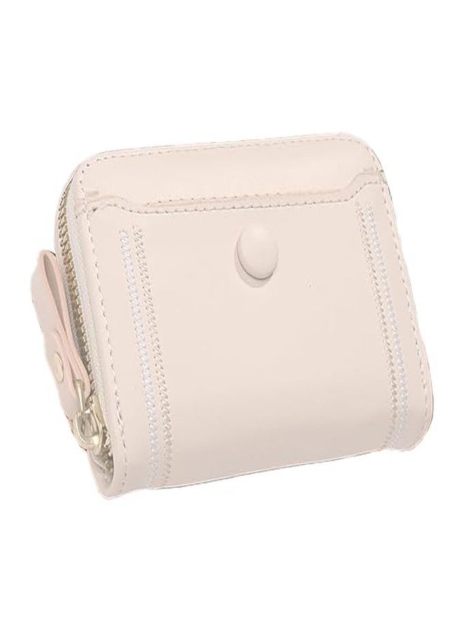 Kuber Industries PU Embroidered Thread Work Credit Card Case Holder Purse, Coin Pocket Wallet for Women | Portable Cute Mini Wallet for Girls | Hand Wallet for College Girls | KS-2, Beige - Image 1