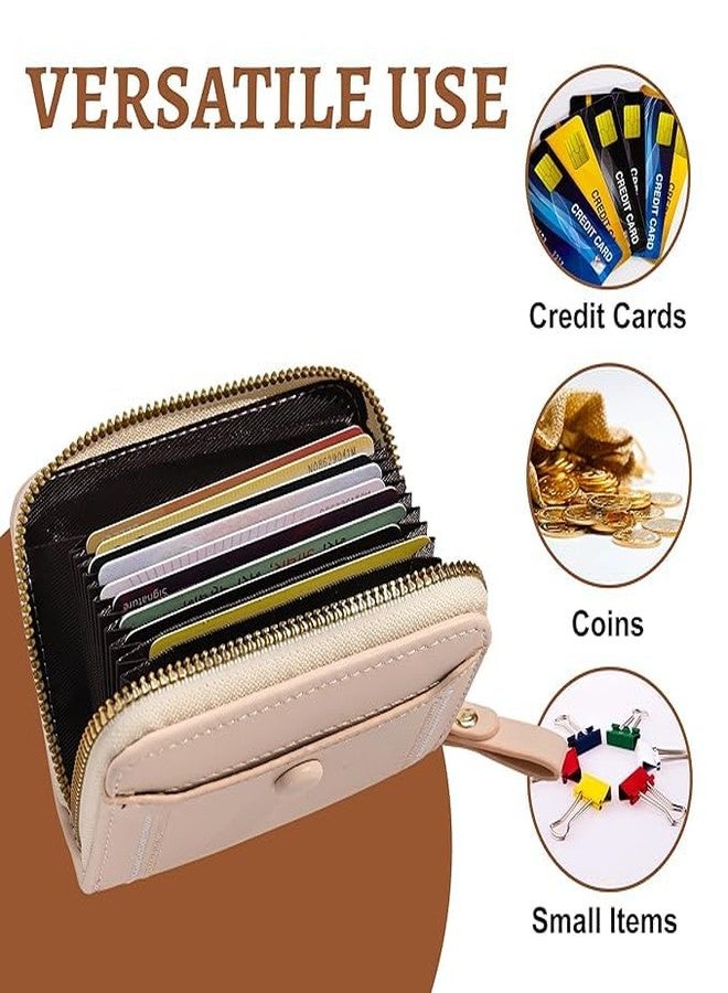 Kuber Industries PU Embroidered Thread Work Credit Card Case Holder Purse, Coin Pocket Wallet for Women | Portable Cute Mini Wallet for Girls | Hand Wallet for College Girls | KS-2, Beige - Image 5